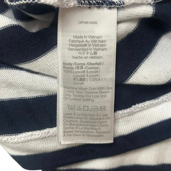 Madewell Navy White Stripe TENCEL Drop Shoulder Crop Tee Top S NWT - Picture 7 of 8